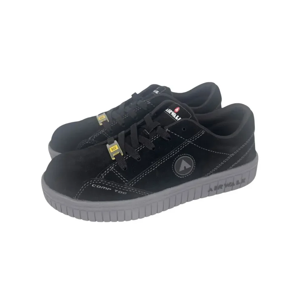 New Airwalk Camino SD Composite Toe Work Shoes Womens 8.5 Black Suede Sneaker
